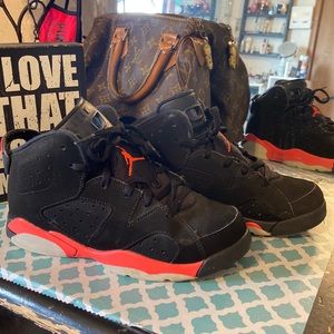 Black infrared-red 6’s High tops